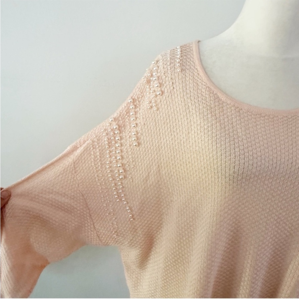 Cato Women Pearl Waffle Knit Sweater Size 22/24W Pink Pastel Feminine Casual - Picture 3 of 8